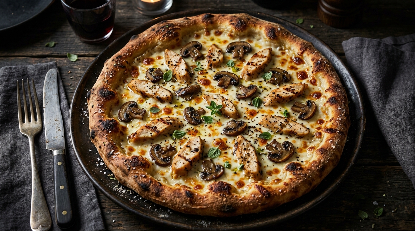 Pizza Pollo con Champinones